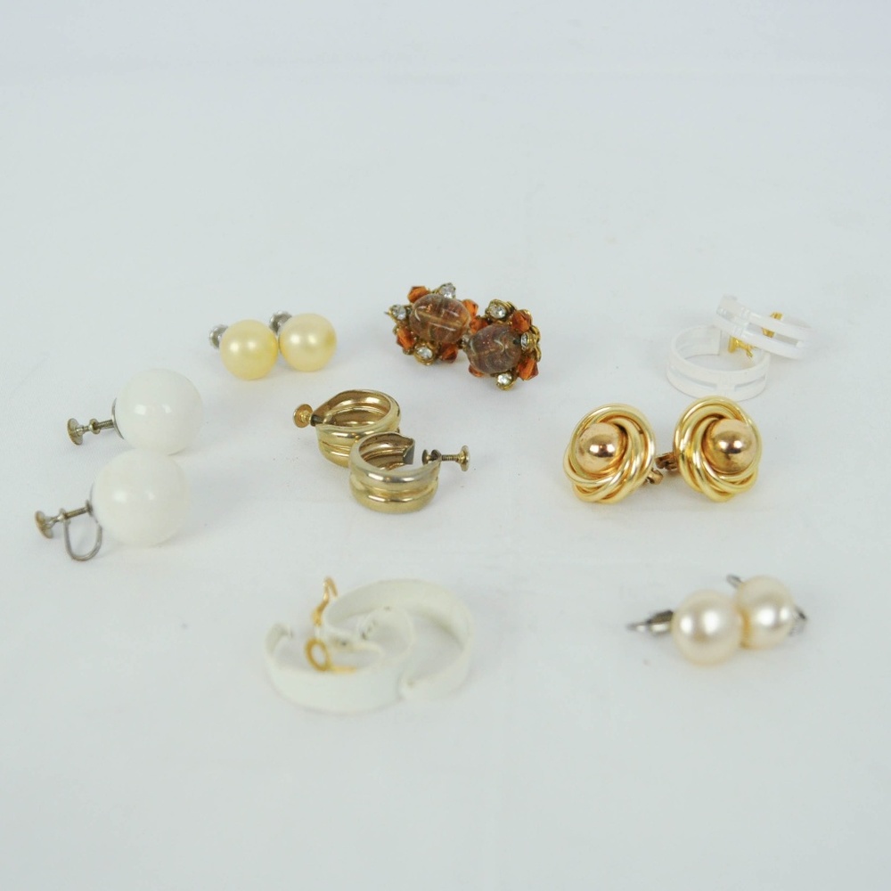 Vintage 70s 80s Clip On Earrings LOT OF 8 PAIRS